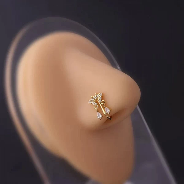 Perle de piercing non percée pour femme, anneau de manchette antarctique, document en or, bijoux non ichi, nouvelle mode, 1PC|3,98 €|OKKO MODE