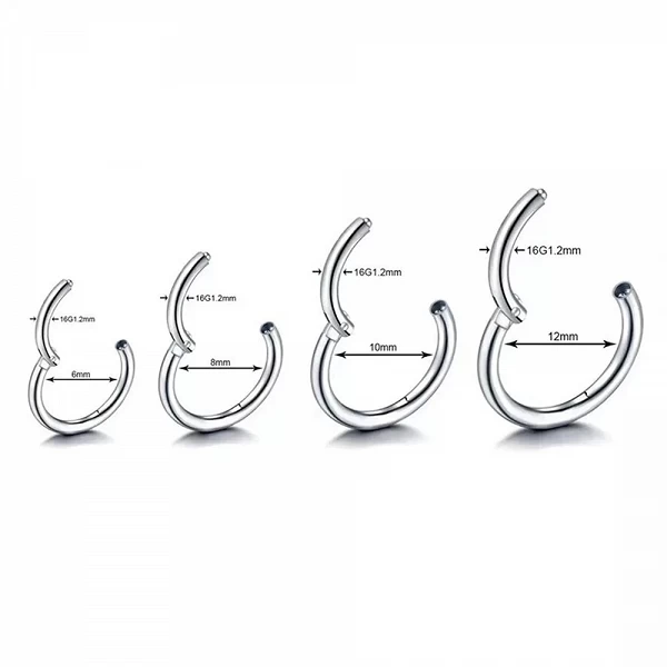 Piercing circulaire en acier inoxydable, anneau de cartilage d'oreille, bijoux simples punk, arc-en-ciel, or, noir, 1 pièce|1,79 €|OKKO MODE