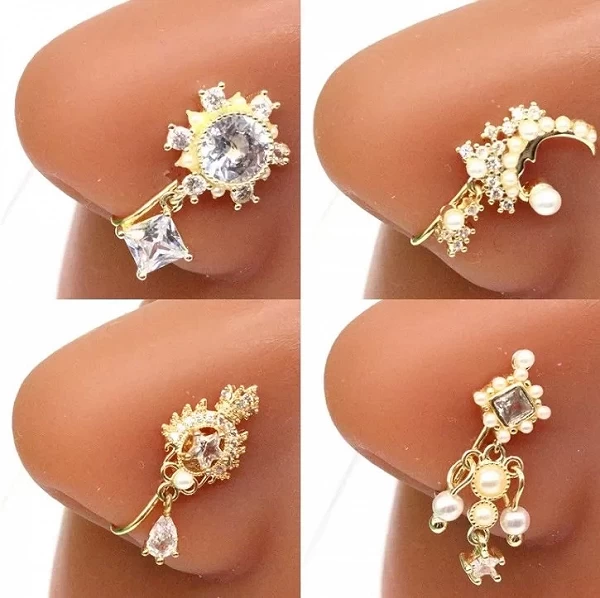 Faux Piercing en Antarctique Plaqué Or pour Femme, Mancommuniste de Nez de Luxe, Bijoux de Corps|3,59 €|OKKO MODE