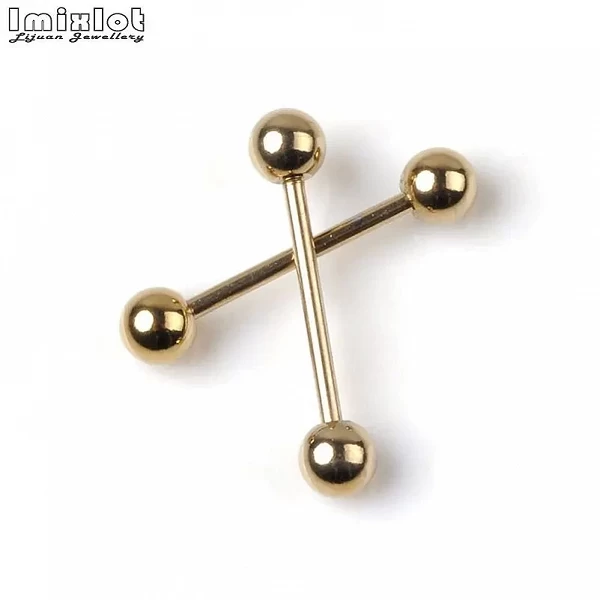 Lot de 10 Anneaux de Langue en Acier Inoxydable, Piercing d'Oreille, Bijoux en Or, Barbell, Tragus|3,59 €|OKKO MODE