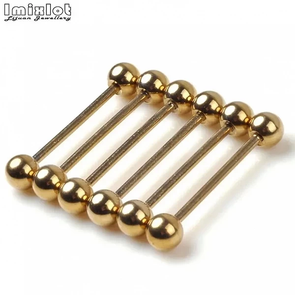 Lot de 10 Anneaux de Langue en Acier Inoxydable, Piercing d'Oreille, Bijoux en Or, Barbell, Tragus|3,59 €|OKKO MODE