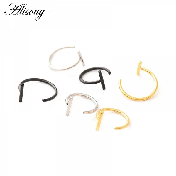 Alisouy – faux Septum en acier inoxydable, 1 pièce, anneau de nez, couleur or, Labret, lèvre, cerceau, Septum, Piercing, bijoux|1,79 €|OKKO MODE