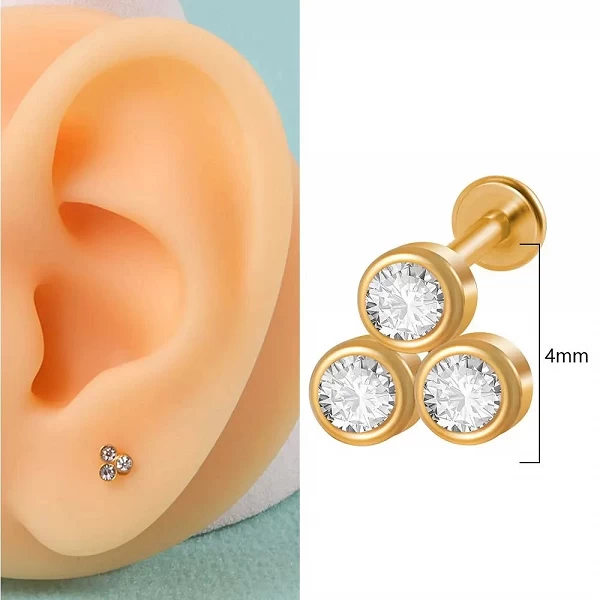 Piercing en Acier Plaqué Or 16G, Générateur SION L, Cz Labret, Anneau Jules, Clip, Cluster, Oreille, Cartilage, Tragus, Helix Da|2,69 €|OKKO MODE