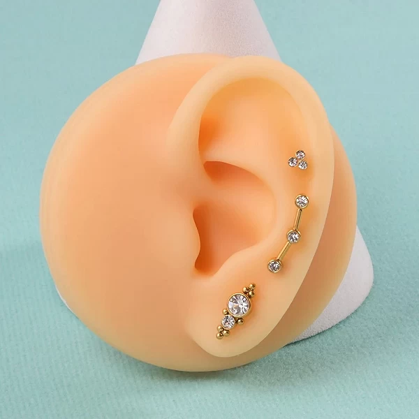 Piercing en Acier Plaqué Or 16G, Générateur SION L, Cz Labret, Anneau Jules, Clip, Cluster, Oreille, Cartilage, Tragus, Helix Da|2,69 €|OKKO MODE