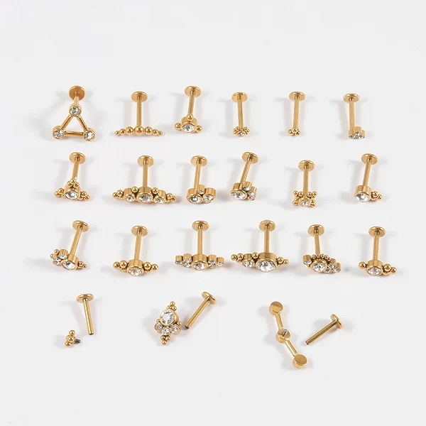 Piercing en Acier Plaqué Or 16G, Générateur SION L, Cz Labret, Anneau Jules, Clip, Cluster, Oreille, Cartilage, Tragus, Helix Da|2,69 €|OKKO MODE