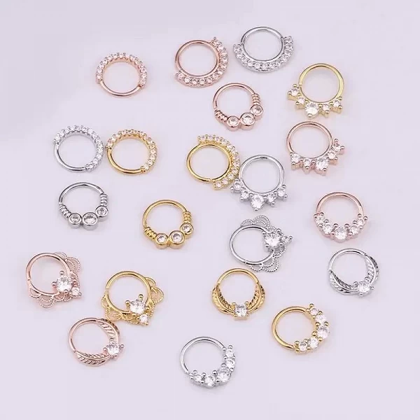 Inserts de nez en acier inoxydable, septum de nez rond, vis à os d'oreille, bijoux de piercing, or, rose, argent, document, offr|2,69 €|OKKO MODE