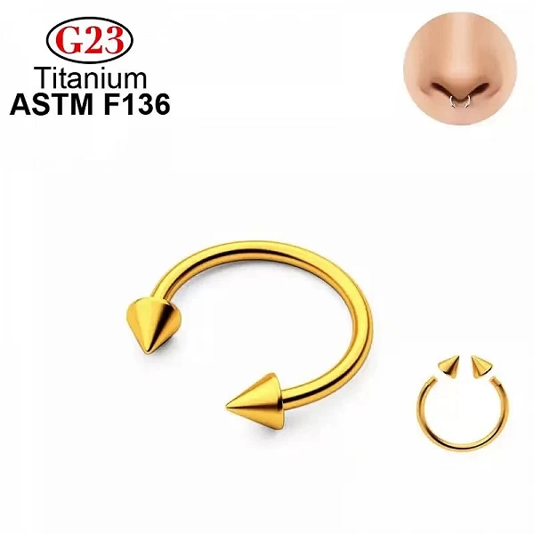 Petite pointe en titane plaqué or, anneau de nez circulaire, bijoux de Piercing, ASTM F136|3,99 €|OKKO MODE