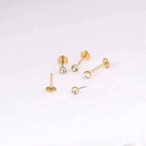 Boucles d'Oreilles Push-in en Clip Plaqué Or pour Femme et Fille, Piercing, Petit Cartilage, 0.8mm, 6mm, 8mm, 10mm, Nouvelle Col|2,00 €|OKKO MODE