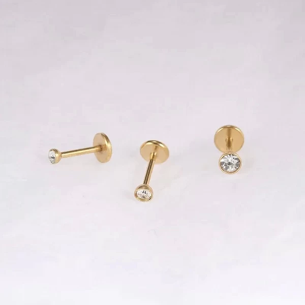 Boucles d'Oreilles Push-in en Clip Plaqué Or pour Femme et Fille, Piercing, Petit Cartilage, 0.8mm, 6mm, 8mm, 10mm, Nouvelle Col|2,00 €|OKKO MODE