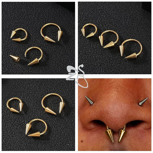 ZS-Boucle d'Oreille en Acier Inoxydable avec Longue Pointe, Piercing de Narine, Cône Punk, Daith, Cartilage, 16G, 20G, 1 Pièce|1,79 €|OKKO MODE