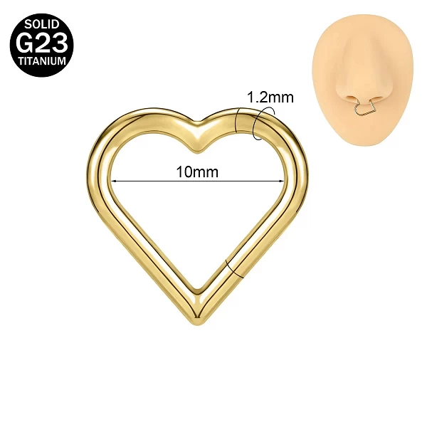 ZS-Piercing en Titane de Forme Ronde en Forme de Cœur, Bijoux de Corps en Or, Septum, ClUNICEF, G23, 6mm, 8mm, 10mm, 1 Pièce, 16|3,99 €|OKKO MODE