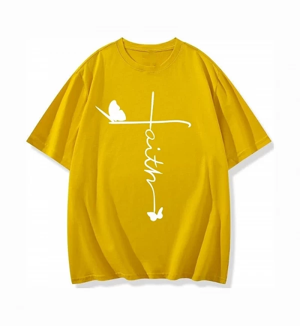 Women's Cotton T-shirt with Butterfly Letter Jewelry/3