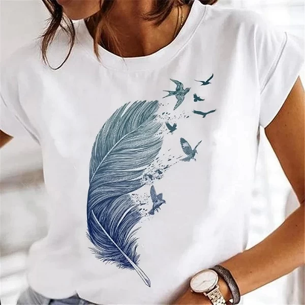 T-shirt graphique à manches courtes pour femmes Pissenlit Diamant Mignon|8,00 €|OKKO MODE