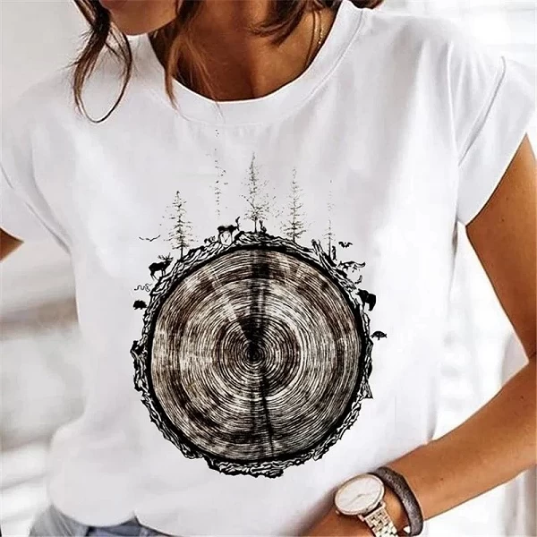 T-shirt graphique à manches courtes pour femmes Pissenlit Diamant Mignon|8,00 €|OKKO MODE