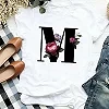 T-shirt manches courtes personnalisé avec lettre nom imprimée et fleurs - Qualité supérieure|7,01 €|OKKO MODE