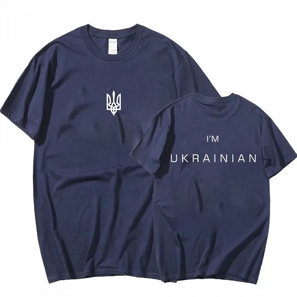 T-shirt Imprimé Unisexe Décontracté Trident de l'Ukraine pour Femme|12,95 €|OKKO MODE