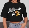 T-shirt Disney en coton respirant pour femme, Bijoux Tom Is Running After caution, Crop Mickey Diamant Initiated Stress - Medium|10,91 €|OKKO MODE