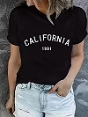 T-shirt imprimé californien, haut décontracté d'été à manches courtes, vêtements pour femmes|7,94 €|OKKO MODE