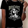 Beetle Juice-T-shirt à col rond en coton pour femme, noir, grande taille, décontracté, avec motif imprimé|7,94 €|OKKO MODE