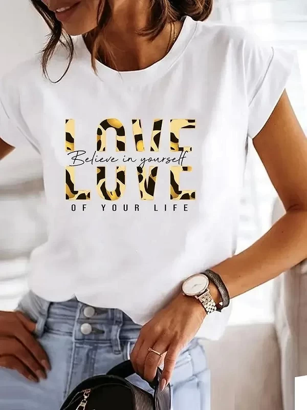 T-shirt à manches courtes imprimé graphique pour femmes, vêtements d'été mignons, haut féminin, mode des années 90, tendance|7,97 €|OKKO MODE