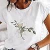 Chemisier à motif de fleurs pour femmes, chemise décontractée à la mode, t-shirt d'été à manches courtes, t-shirt blanc de dessi|7,94 €|OKKO MODE