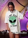 T-Shirt en Coton pour Homme et Femme, Vêtement Streetwear, avec Impression d'Alien de Dessin Animé, de Couleur Unie, Harajuku, Y|13,00 €|OKKO MODE