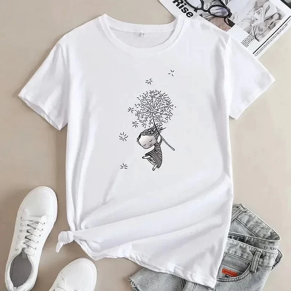 Damen Baumwoll T-Shirt - kurzärmlig & modisch