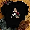 Maycaur-T-shirt à Manches Courtes pour Femme, Vêtement Personnalisé avec Lettres de Nom, Motif Floral, A B C D E F G|7,00 €|OKKO MODE