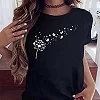 T-shirt imprimé pissenlit pour femme, noir, dessin animé graphique, chemise décontractée pour femme, t-shirts drôles, nouveau|7,00 €|OKKO MODE