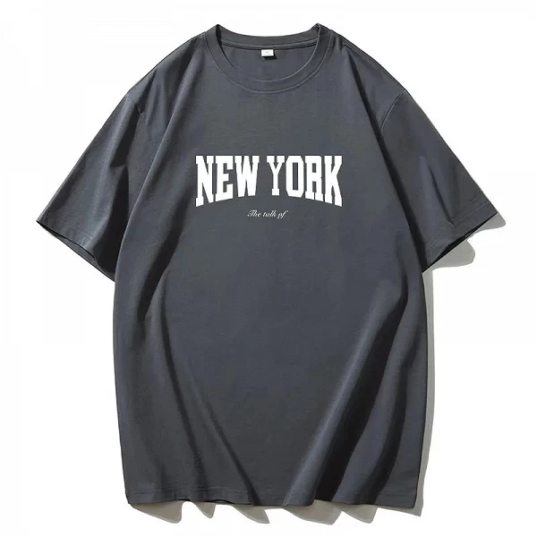 Hirsionsan-T-shirt imprimé New York pour hommes et femmes, T-shirt d'été décontracté à manches courtes, T-shirt en coton respira|10,59 €|OKKO MODE