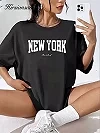 Hirsionsan-T-shirt imprimé New York pour hommes et femmes, T-shirt d'été décontracté à manches courtes, T-shirt en coton respira|10,59 €|OKKO MODE