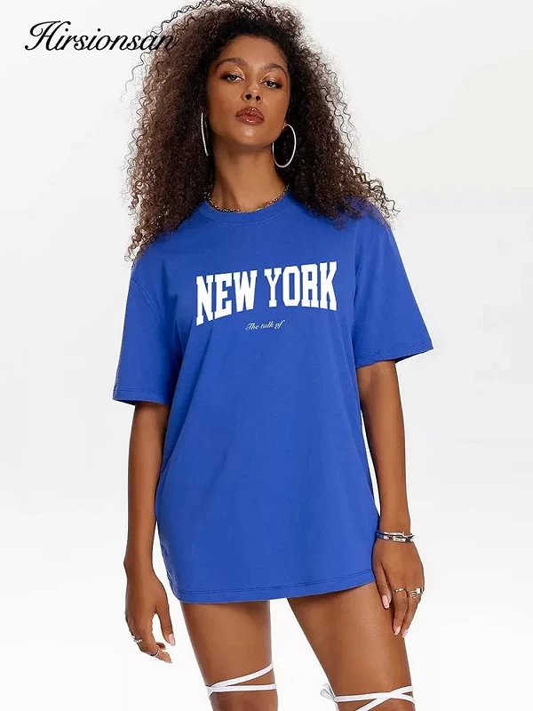 Hirsionsan-T-shirt imprimé New York pour hommes et femmes, T-shirt d'été décontracté à manches courtes, T-shirt en coton respira|10,59 €|OKKO MODE