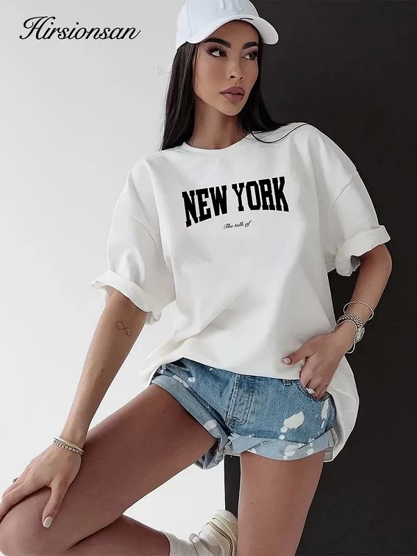 Hirsionsan-T-shirt imprimé New York pour hommes et femmes, T-shirt d'été décontracté à manches courtes, T-shirt en coton respira|10,59 €|OKKO MODE