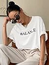 T-shirt manches courtes femme, estival et décontracté, 100 coton, avec lettres imprimées "Balance"|10,06 €|OKKO MODE