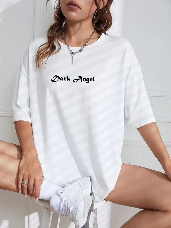 T-Shirt à Manches Courtes en Coton pour Femme, Vêtement de Rue, Hip Hop, Dark Angel Wing, Imprimé Graphique, Offre Spéciale|10,91 €|OKKO MODE