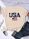 T-shirt imprimé USA Feel Stars and Strihear pour femmes, lettres américaines, t-shirt Hip Hop de rue, vêtements d'été, t-shirt|9,00 €|OKKO MODE