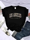 T-shirt imprimé léopard pour femme, Los Angeles, Californie, États-Unis, mode décontractée, manches courtes, été, respirant, dou|8,00 €|OKKO MODE