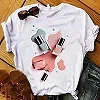 T-shirt blanc pour femme, 100 coton, haute qualité, vernis à ongles, impression graphique, décontracté, grande taille|8,54 €|OKKO MODE