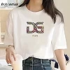 T-Shirt manches courtes pour femmes, 100 coton, simple, tendance, avec lettres imprimées, nouvelle collection été|14,55 €|OKKO MODE