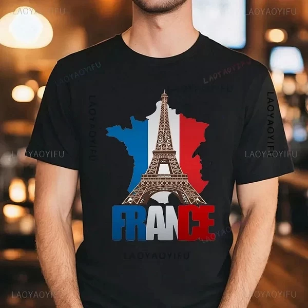 T-Shirt à Manches Courtes et Col Ras du Cou pour Homme et Femme, 100 Coton, Streetwear Décontracté, Imprimé Tour Eiffel, Paris,|9,00 €|OKKO MODE