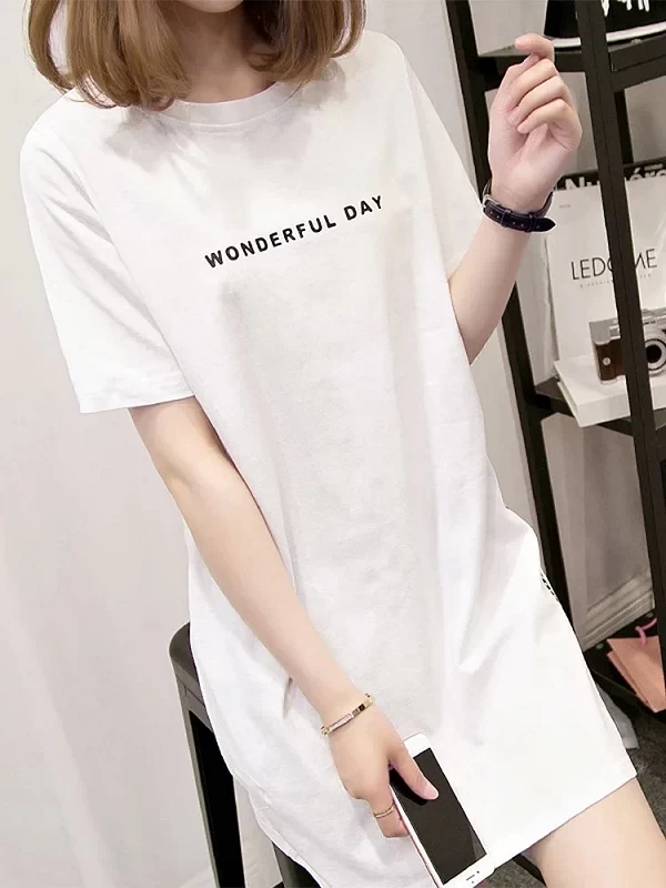 WONDERFUL DAY T-shirt Manches Courtes en Coton pour Femme, Estival et Ample, Imprimé|8,99 €|OKKO MODE