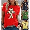 T-shirt à Manches Courtes en Coton pour Femme, Vêtement Esthétique, Imprimé Animal et Fleur, Graphique, 100|8,99 €|OKKO MODE