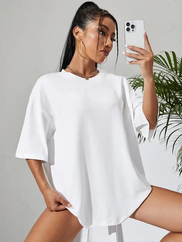 T-shirt 100 coton à manches courtes pour femme, vêtement de marque de haute qualité, couleur unie, noir, blanc, respirant, été|10,79 €|OKKO MODE