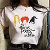 T-shirt imprimé graphique Hocus Pocus pour fille, esthétique Harajuku, blanc, t-shirt décontracté Y, mode estivale, Y2K, nouveau|7,94 €|OKKO MODE