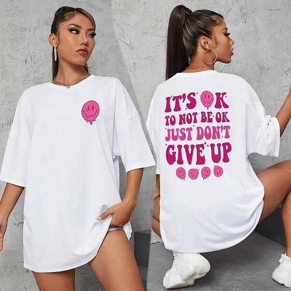 It's Ok To Not Be Ok Just mat't Give Up600 T-shirt d'été respirant, tee-shirt décontracté mode tee-shirt basique 03-t-shirts fem|11,43 €|OKKO MODE