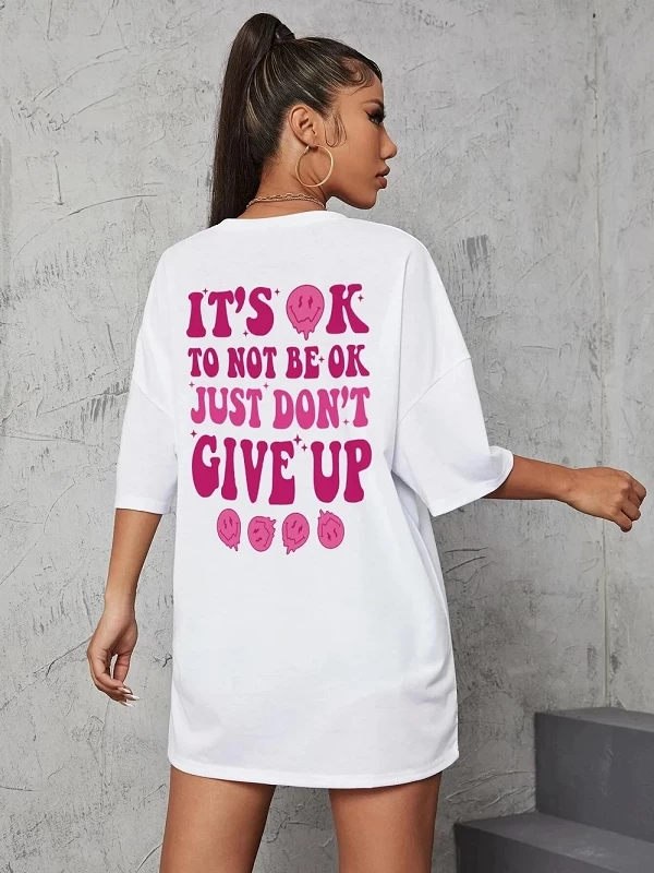 It's Ok To Not Be Ok Just mat't Give Up600 T-shirt d'été respirant, tee-shirt décontracté mode tee-shirt basique 03-t-shirts fem|11,43 €|OKKO MODE