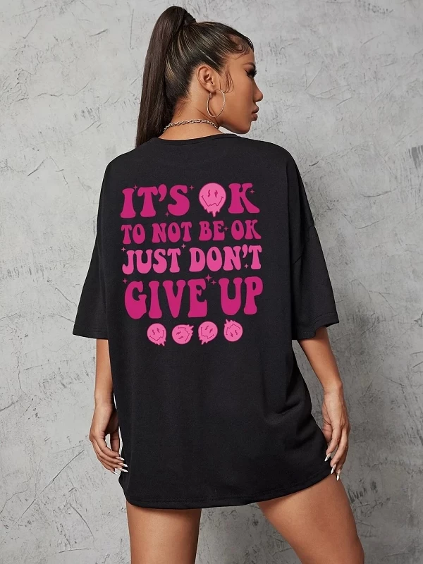 It's Ok To Not Be Ok Just mat't Give Up600 T-shirt d'été respirant, tee-shirt décontracté mode tee-shirt basique 03-t-shirts fem|11,43 €|OKKO MODE