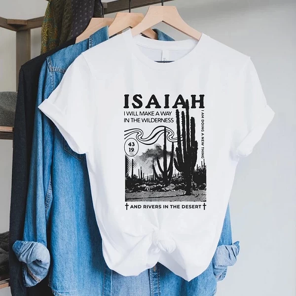 T-Shirt fille Isaiah 43:39 verset biblique, vintage, Boho, Jésus, chrétien, foi religieuse, manches courtes|12,09 €|OKKO MODE