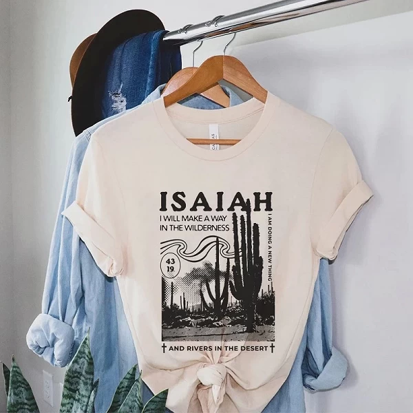 T-Shirt fille Isaiah 43:39 verset biblique, vintage, Boho, Jésus, chrétien, foi religieuse, manches courtes|12,09 €|OKKO MODE