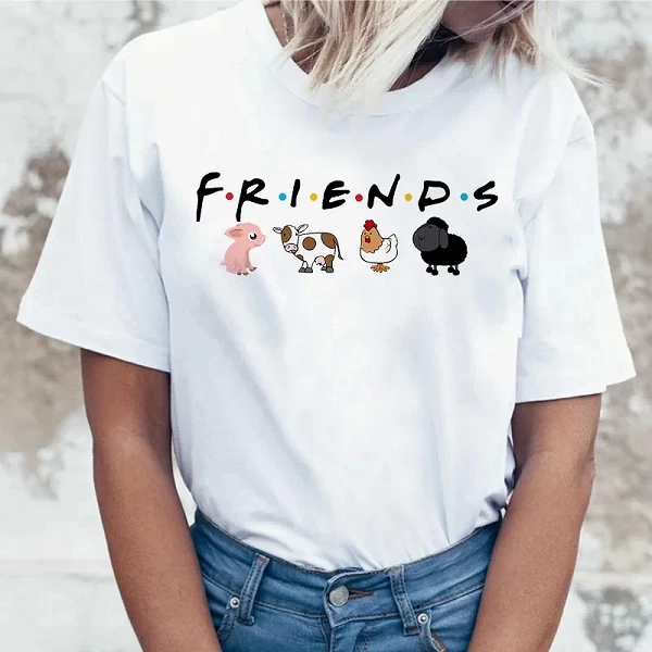 T-shirt femme vegan 2024, top graphique animaux ferme Tie dye